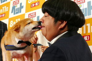 バナナマン日村、SNS影響力第2位の柴犬とディープキス！「舌が入ってきた」 画像