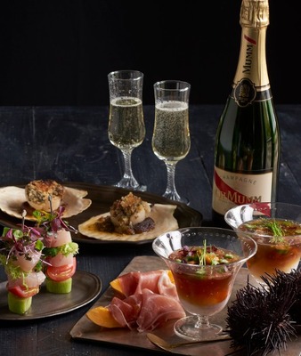 キハチ 青山本店で「雲丹や魚介の前菜が味わえるシャンパンフリーフロー Champagne Terrace」開催