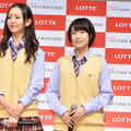 森保まどか＆朝長美桜／「イヤホン型ウェアラブルデバイス」発表記者会見の様子